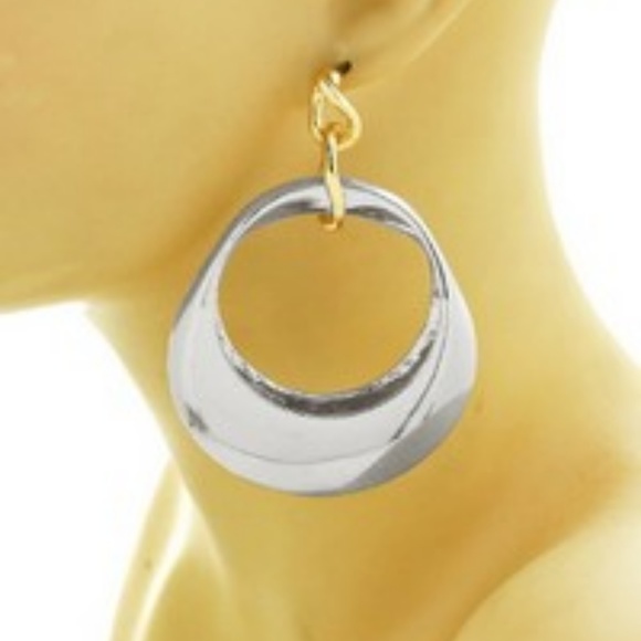 Rhodium Round Post Earrings - Picture 2 of 2